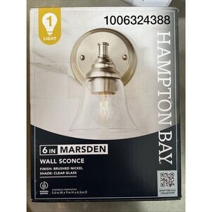 Hampton Bay 6 in. Marsden Brushed Nickel Wall Mount Light Clear Glass 1006324388
